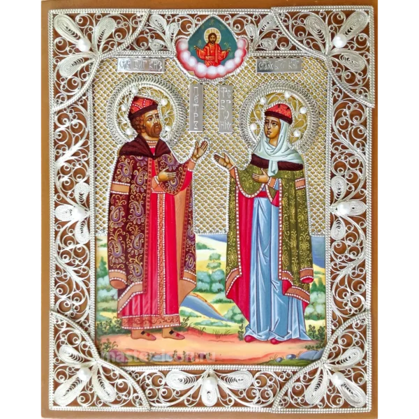 Икона из скани Петра и Февронии